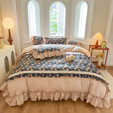 Victorian Vintage Floral Print Duvet Cover Set, Cotton Bedding Set